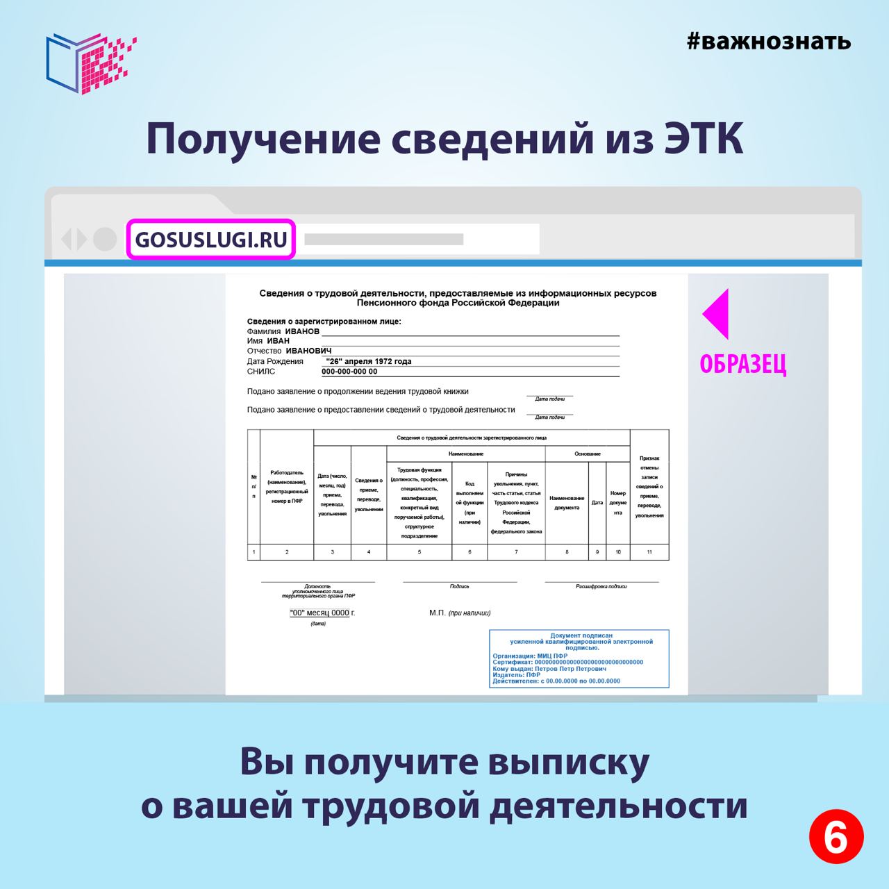 Как найти электронную трудовую книжку через госуслуги пошагово образец